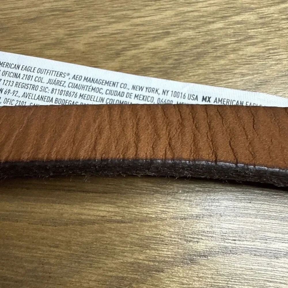 American Eagle Outfitter AEO Belt Skinny Brown Silver Buckle Leather XL NEW NWT